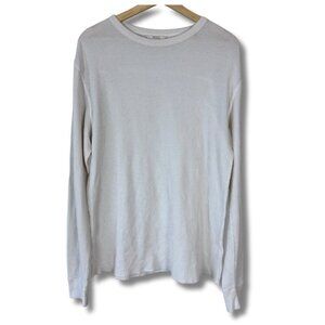 AYR Men's Shirt Waffle Knit Long Sleeve Thermal Pullover Oyster White Large